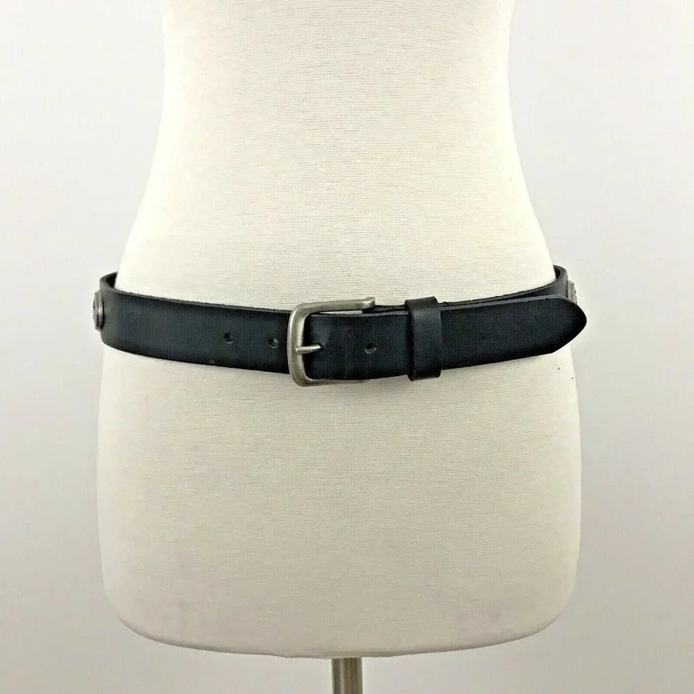 Zep-Pro Belt Womens Size 32 Georgia G‎ Silver Emblems Full Grain Leather